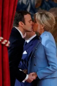 Emmanuel Macron and his wife Brigitte Macron
